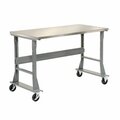 Global Industrial 72 x 30 Mobile Fixed Height C-Channel Flared Leg Workbench, Stainless Steel 239123A